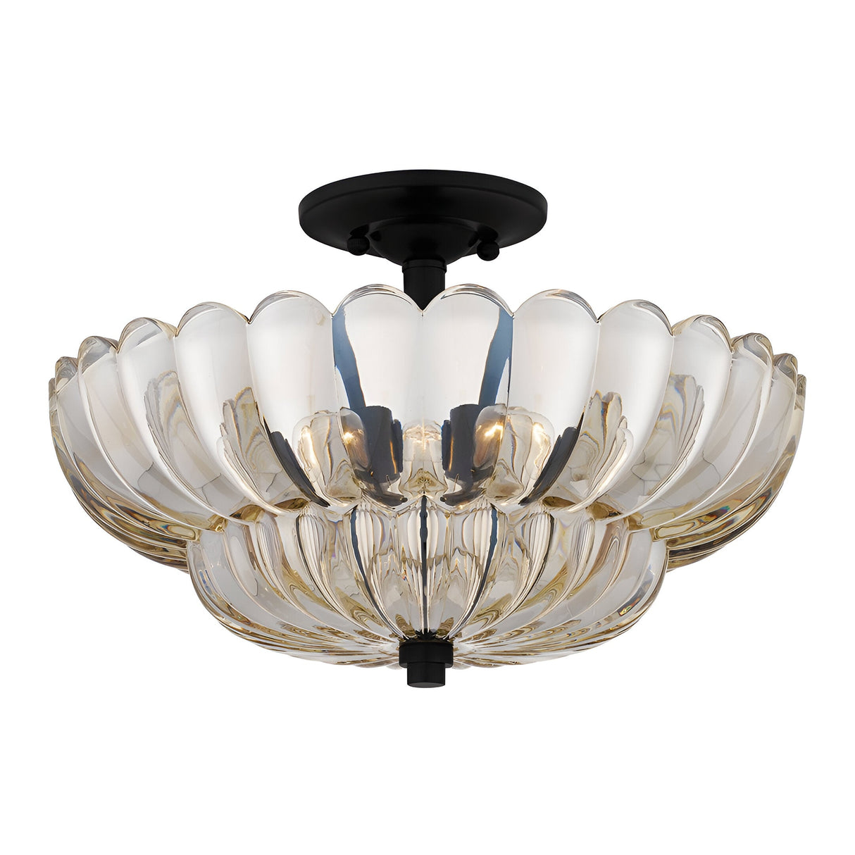 Whitecap 4 Light Glass Semi Flush - Black