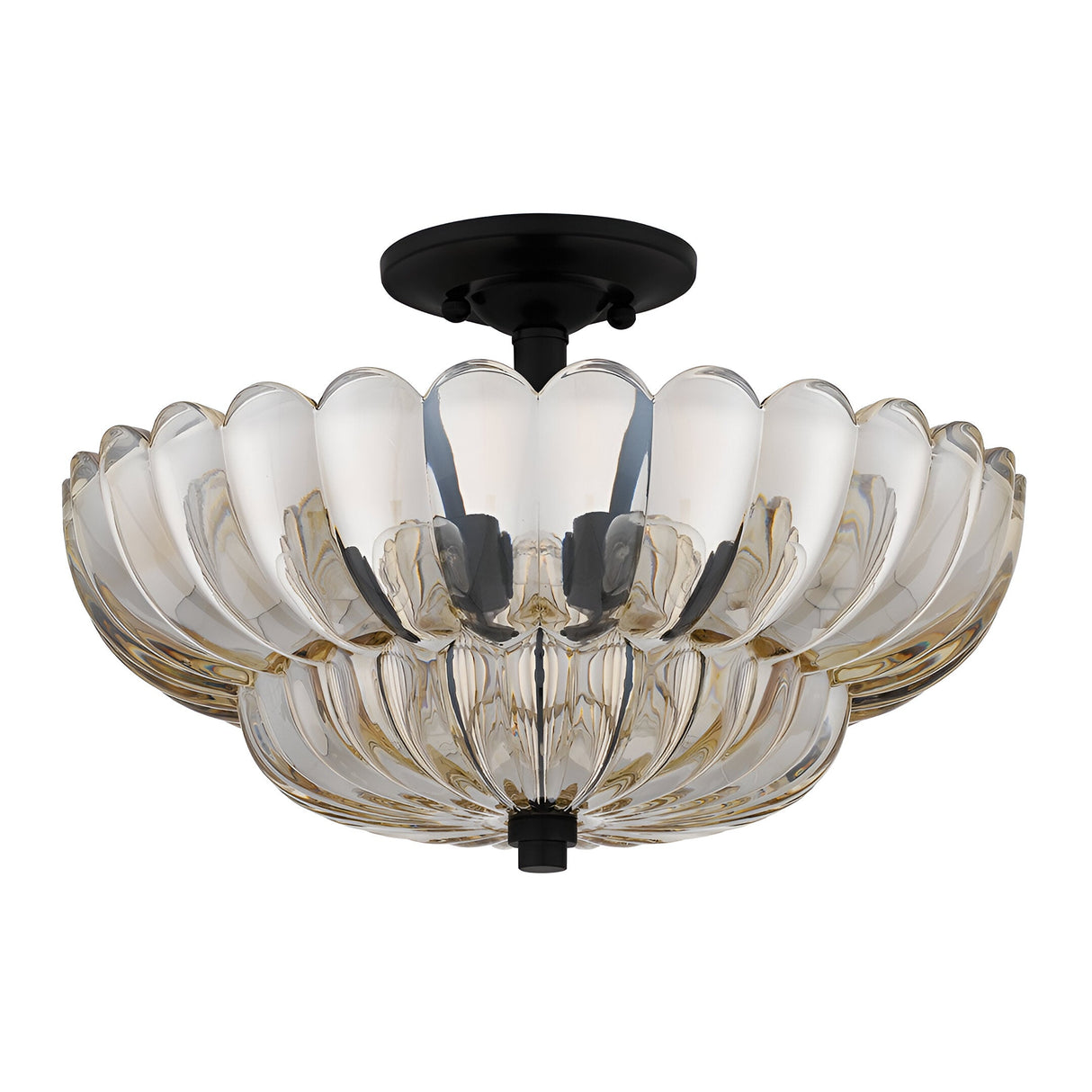 Whitecap 4 Light Glass Semi Flush - Black
