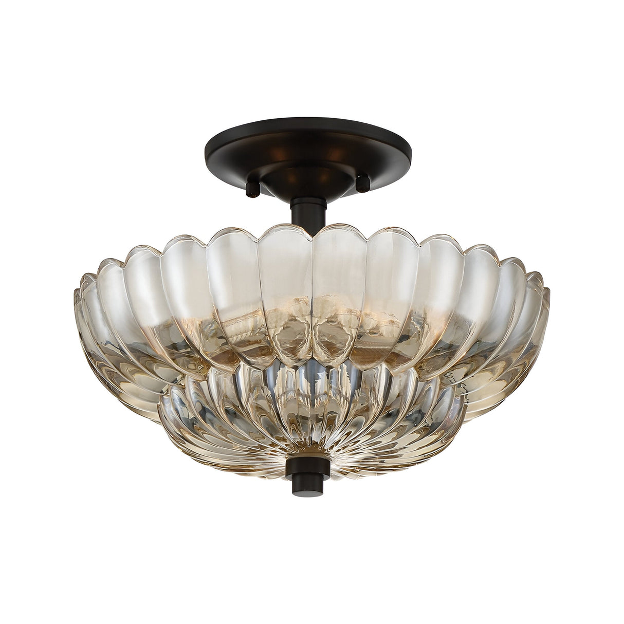 Whitecap 3 Light Glass Semi Flush - Black