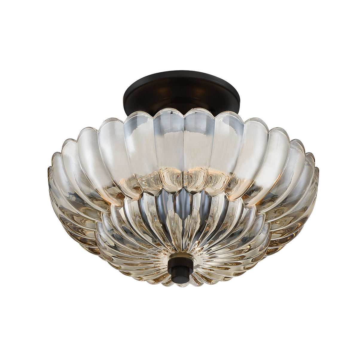 Whitecap 3 Light Glass Semi Flush - Black