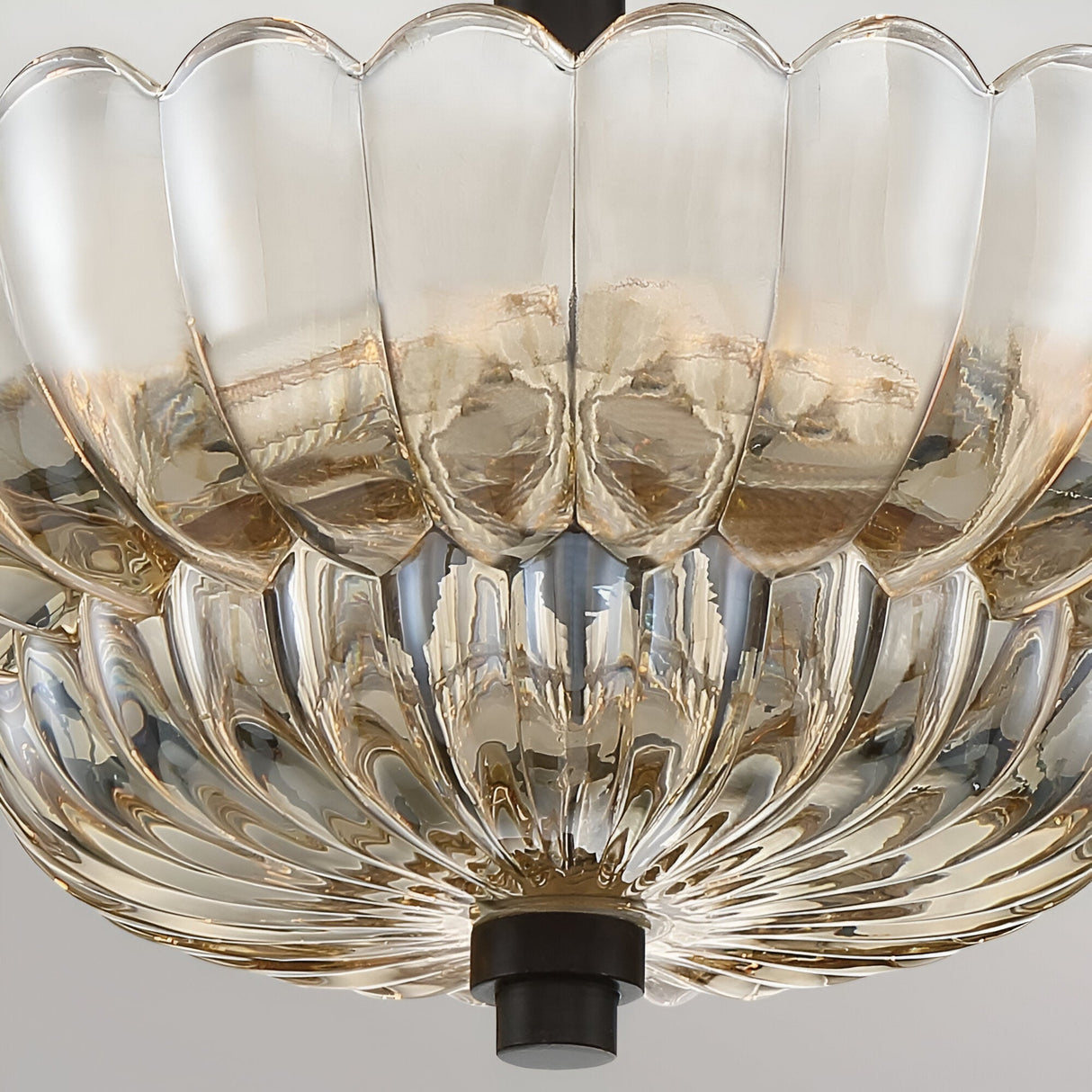 Whitecap 3 Light Glass Semi Flush - Black