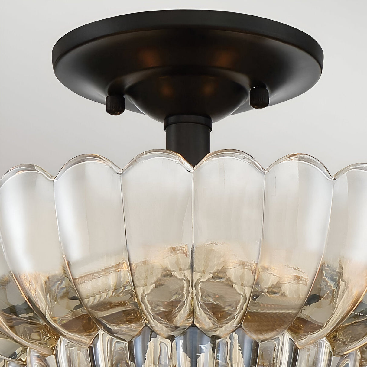 Whitecap 3 Light Glass Semi Flush - Black