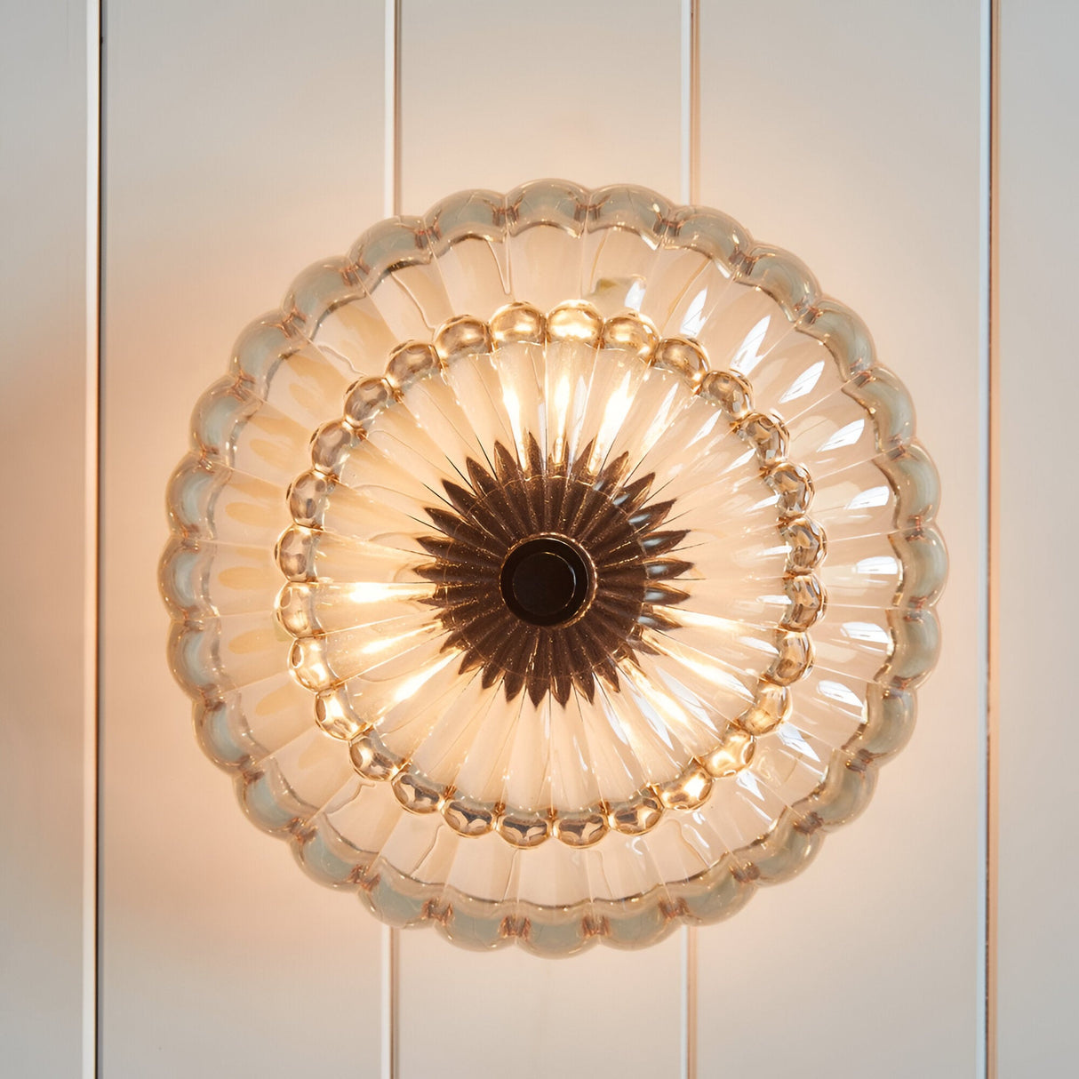 Whitecap 3 Light Glass Semi Flush - Black