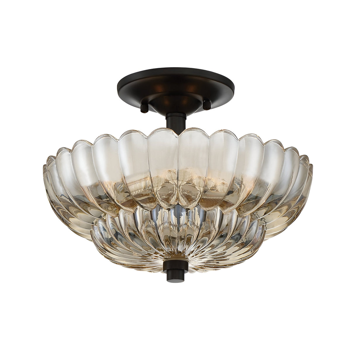 Whitecap 3 Light Glass Semi Flush - Black