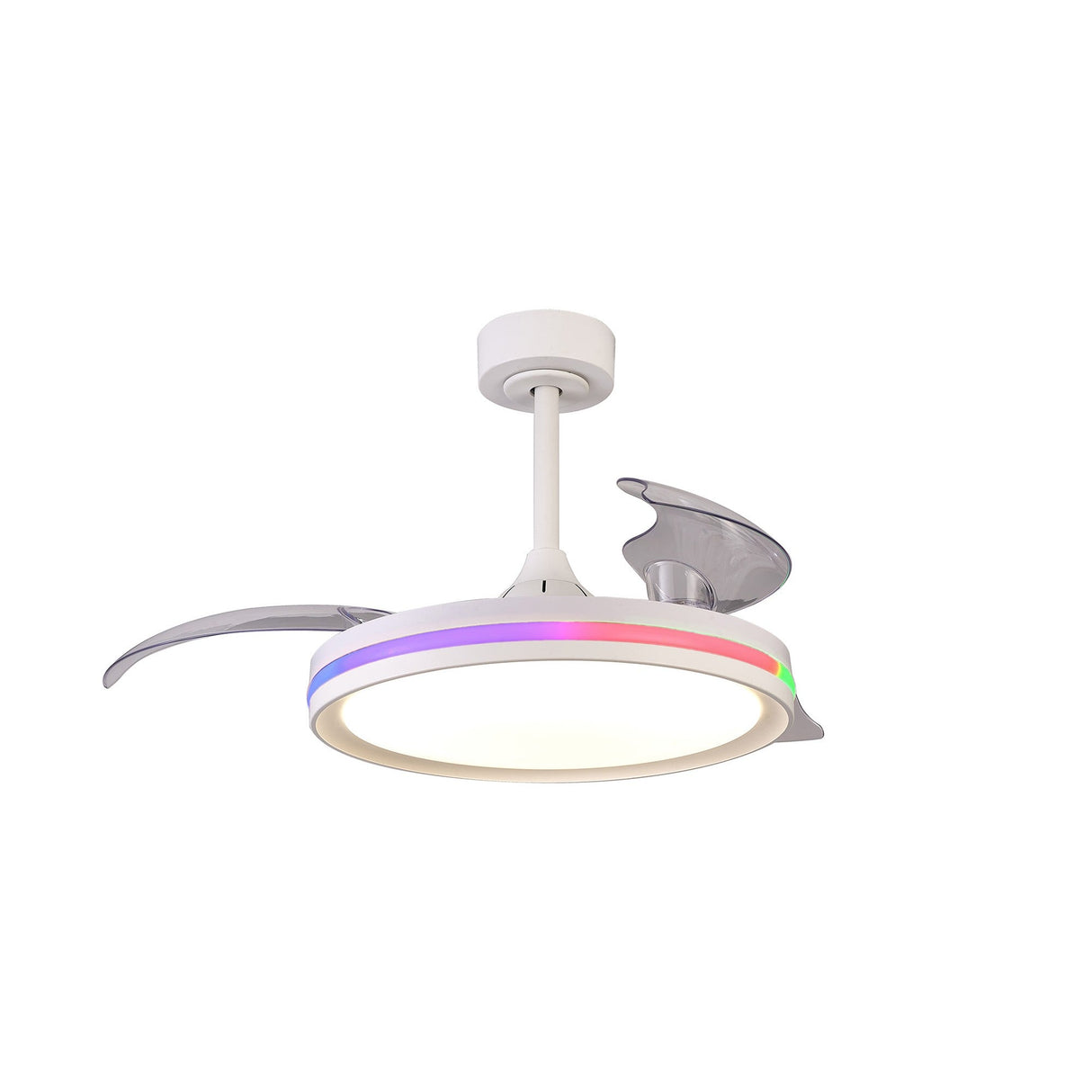 Rafaga RGB CCT Dimmable LED Ceiling Retractable Fan Light With Remote Control - White