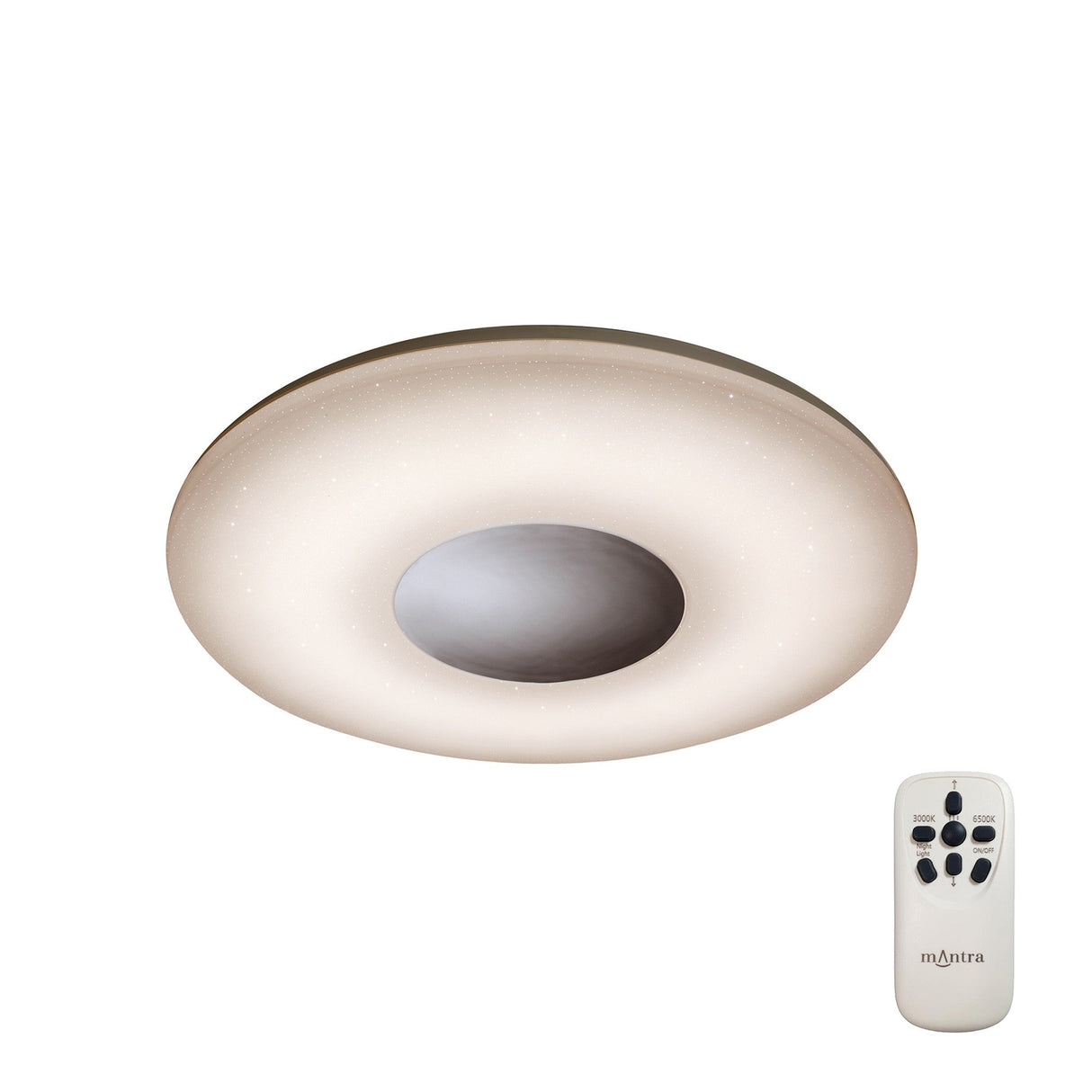 Reef Large CCT Dimmable LED Flush Ceiling Light With Remote Control - Chrome/White