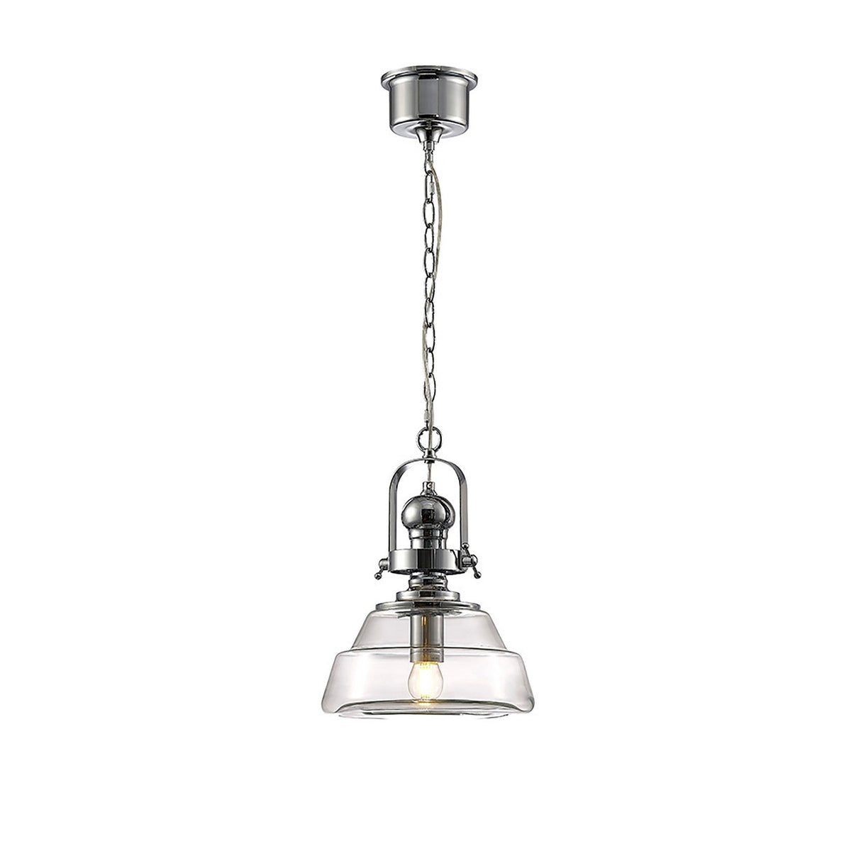 Reyna 27cm Small 1 Light Pendant Light - Polished Chrome & Clear
