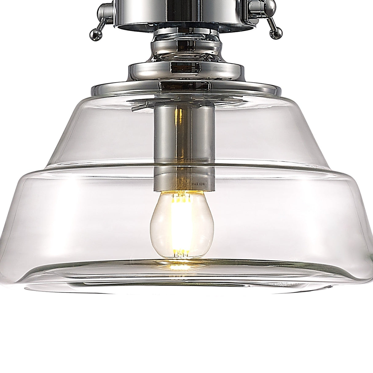 Reyna 27cm Small 1 Light Pendant Light - Polished Chrome & Clear