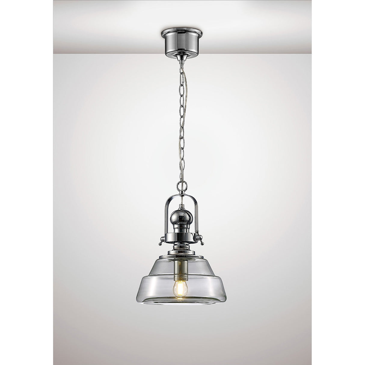 Reyna 27cm Small 1 Light Pendant Light - Polished Chrome & Clear