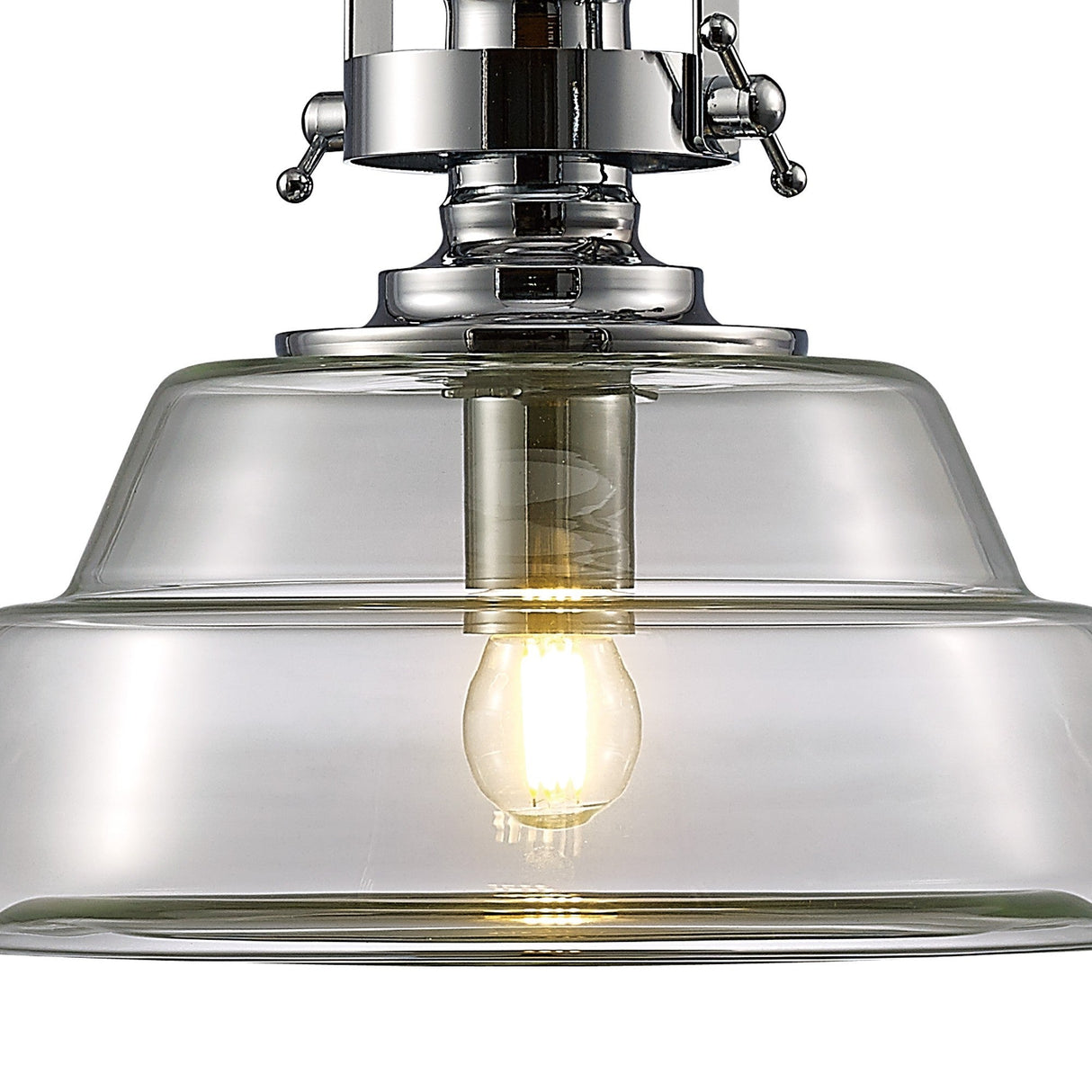 Reyna 33cm Medium 1 Light Pendant Light - Polished Chrome & Clear