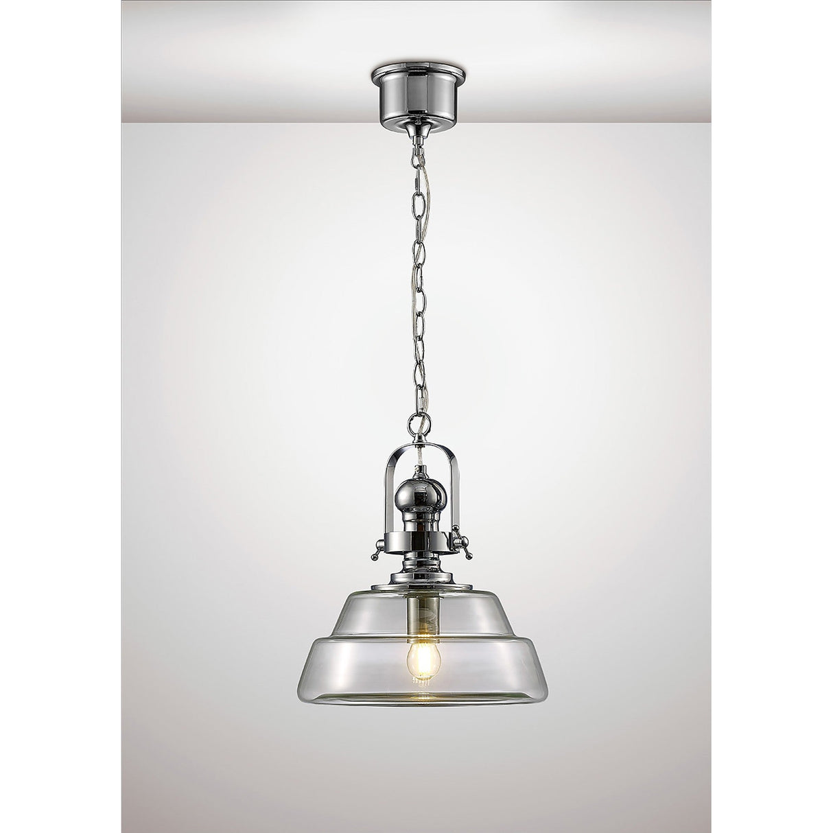 Reyna 33cm Medium 1 Light Pendant Light - Polished Chrome & Clear