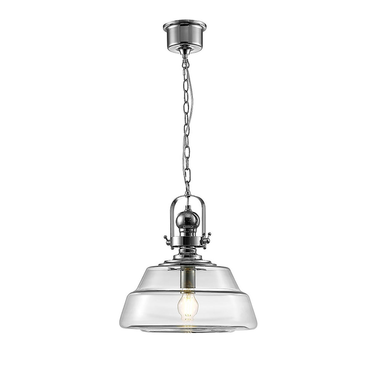 Reyna 39cm Large 1 Light Pendant Light - Polished Chrome & Clear