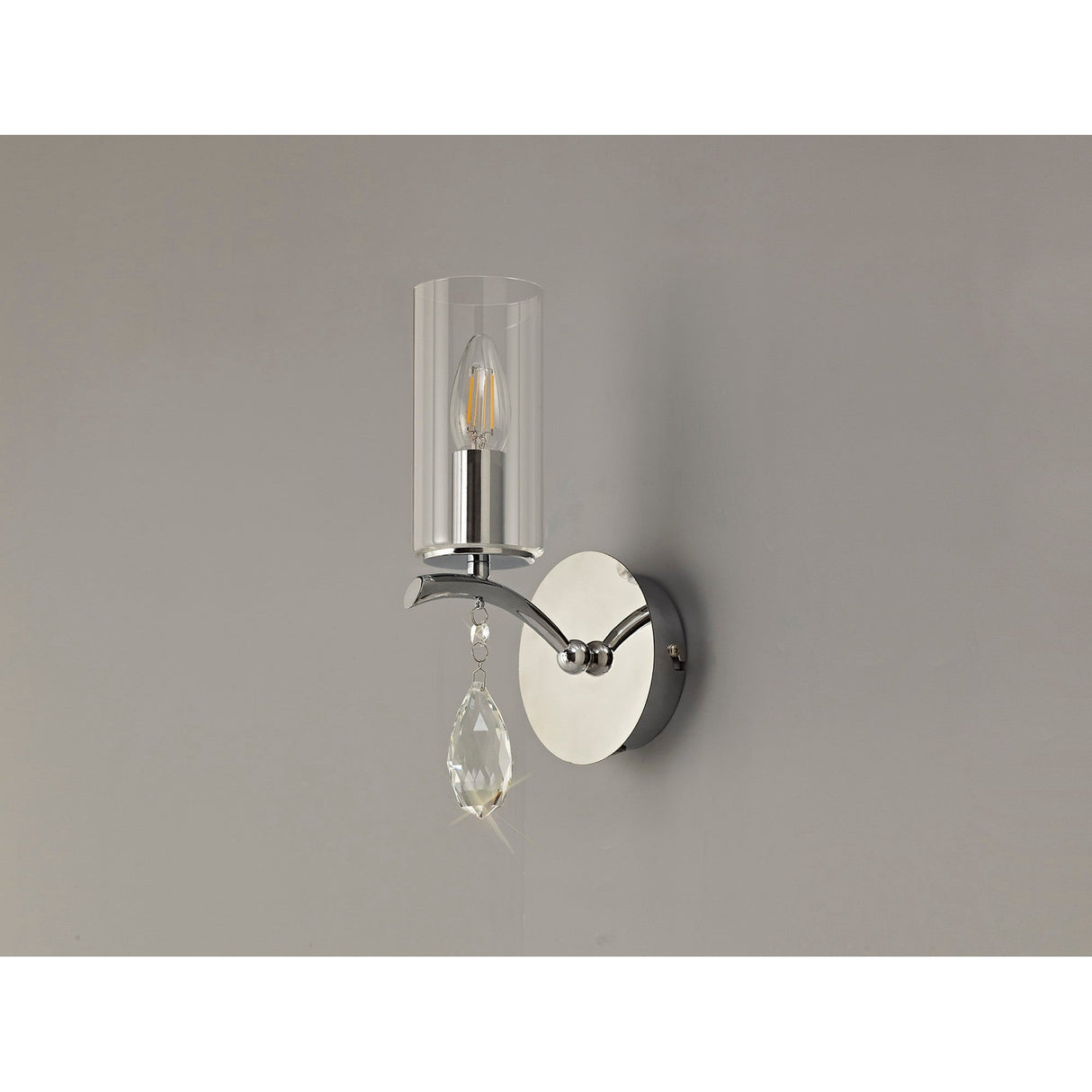 Rhea 1 Light Crystal Wall Light - Chrome