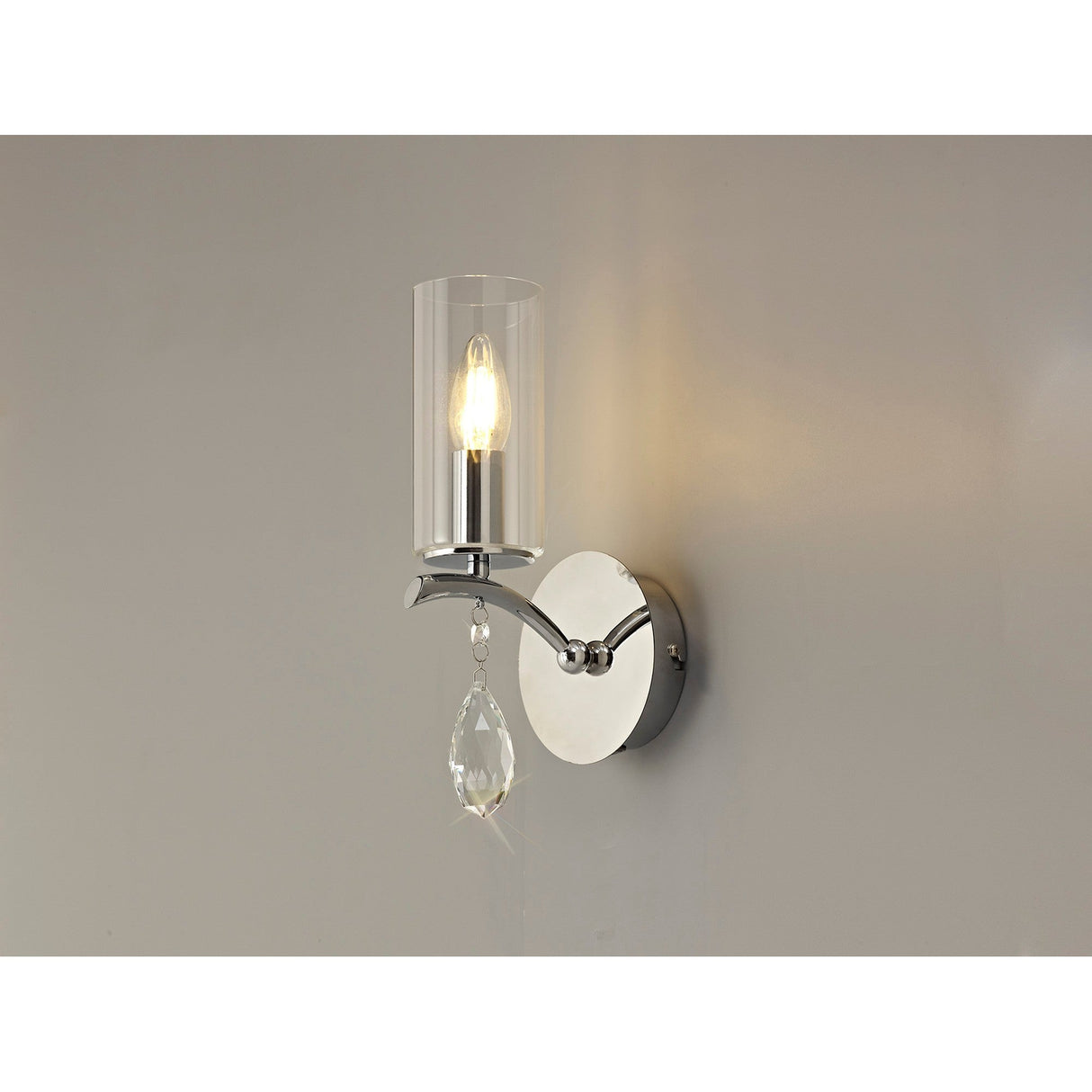 Rhea 1 Light Crystal Wall Light - Chrome