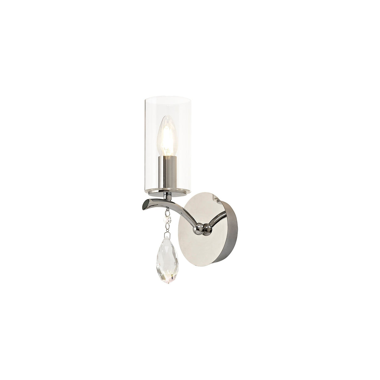 Rhea 1 Light Crystal Wall Light - Chrome