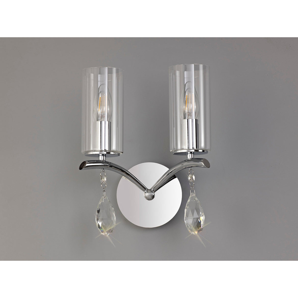 Rhea 2 Light Crystal Wall Light - Chrome