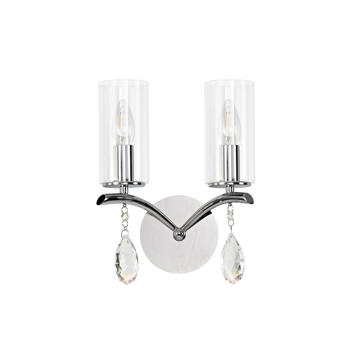 Rhea 2 Light Crystal Wall Light - Chrome