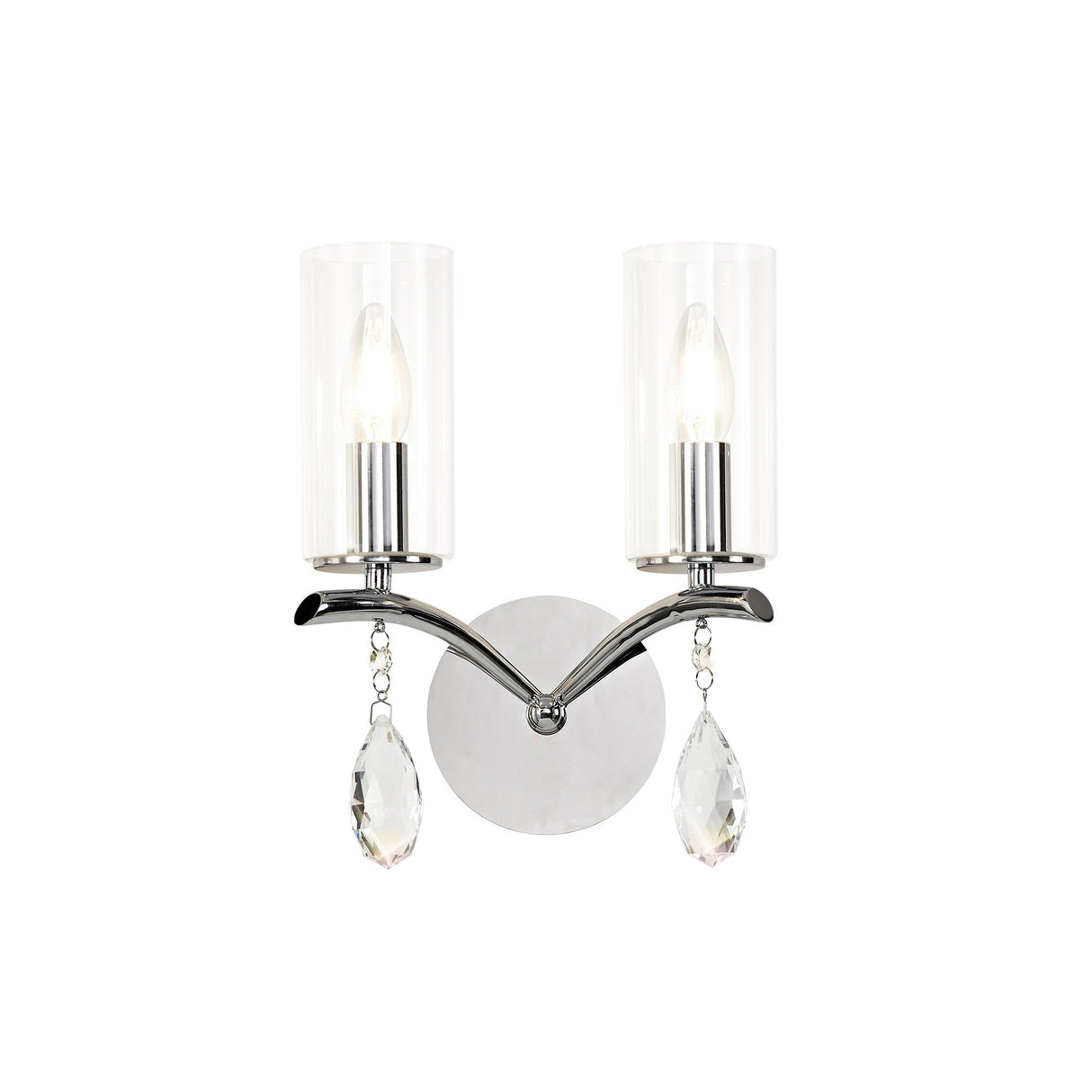 Rhea 2 Light Crystal Wall Light - Chrome