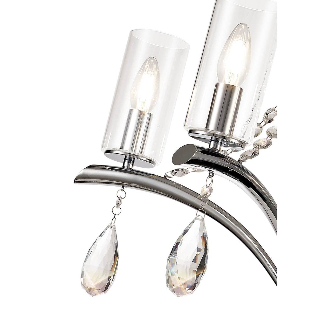 Rhea 64cm 5 Light Crystal & Glass Chandelier - Polished Chrome