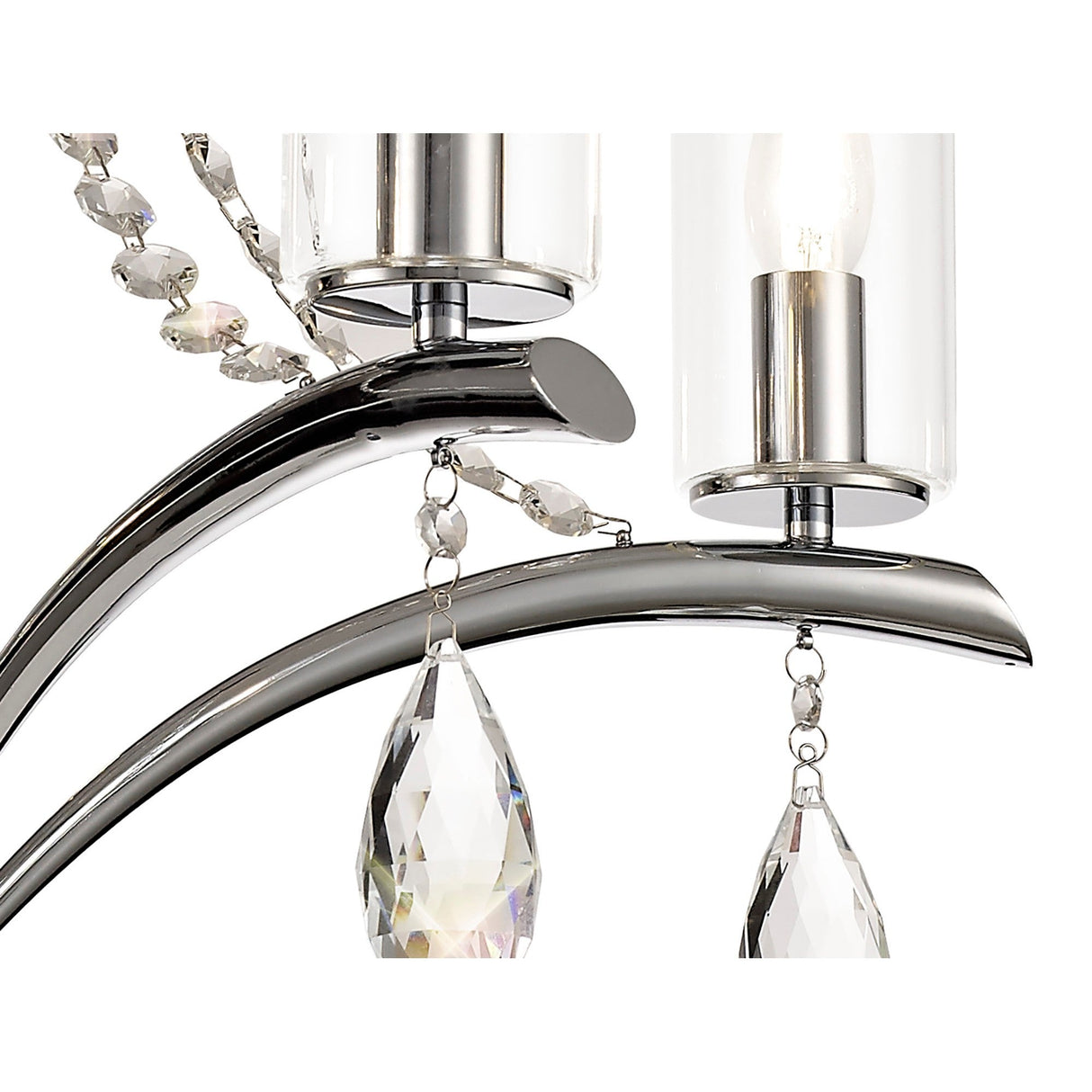 Rhea 64cm 5 Light Crystal & Glass Chandelier - Polished Chrome