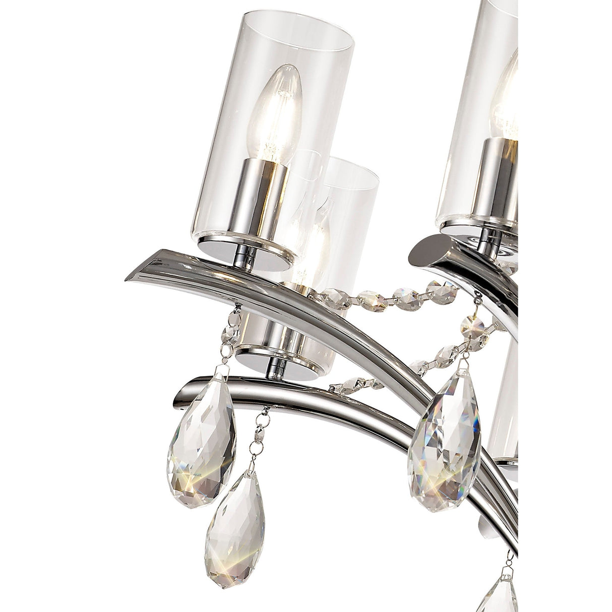 Rhea 80cm 8 Light Crystal & Glass Chandelier - Polished Chrome