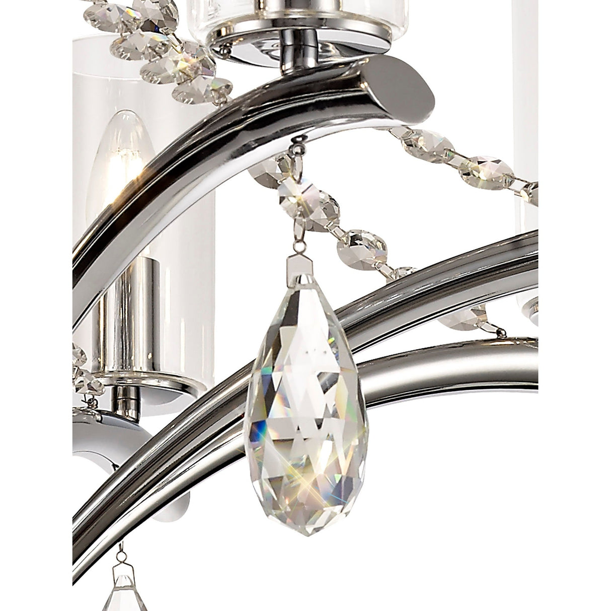 Rhea 80cm 8 Light Crystal & Glass Chandelier - Polished Chrome