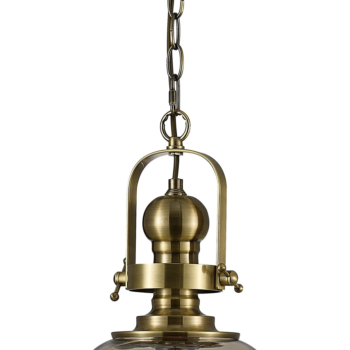Riley 31cm Small Bell 1 Light Pendant Light - Antique Brass & Cognac