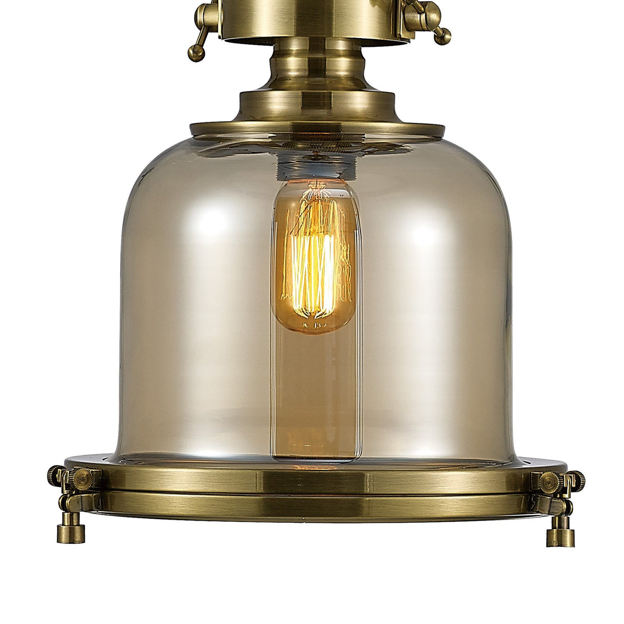 Riley 31cm Small Bell 1 Light Pendant Light - Antique Brass & Cognac