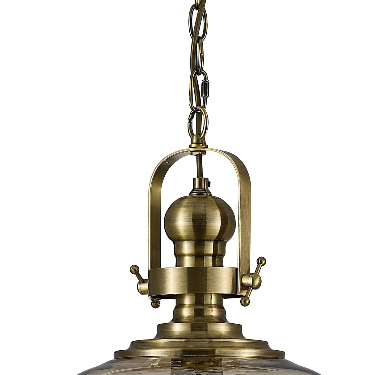 Riley 43cm Large Bell 1 Light Pendant Light - Antique Brass & Cognac