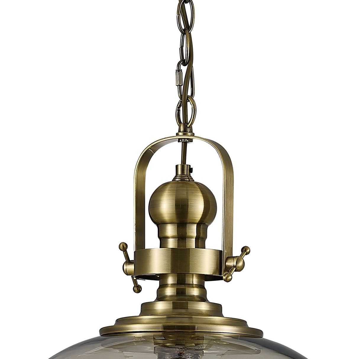 Riley 40cm Large Ball 1 Light Pendant Light - Antique Brass & Cognac
