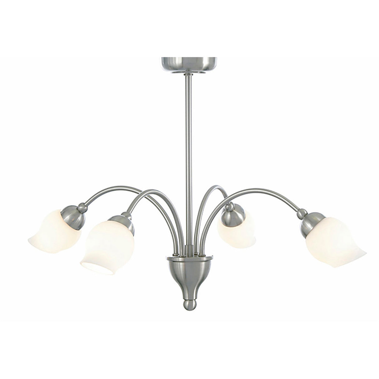 Rimini 51cm 4 Light Opal Glass Chandelier - Satin Chrome