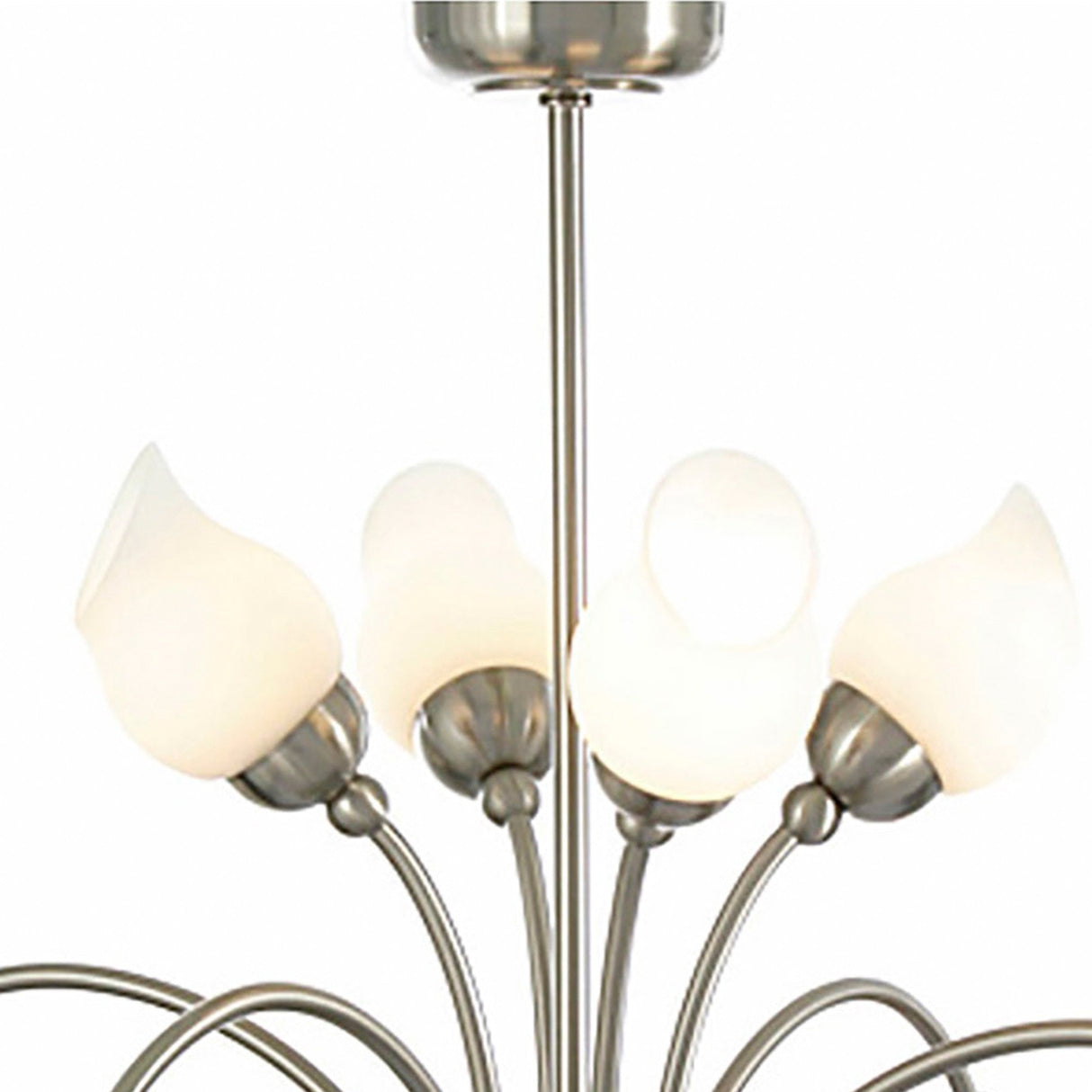Rimini 61cm 8 Light Opal Glass Chandelier - Satin Chrome