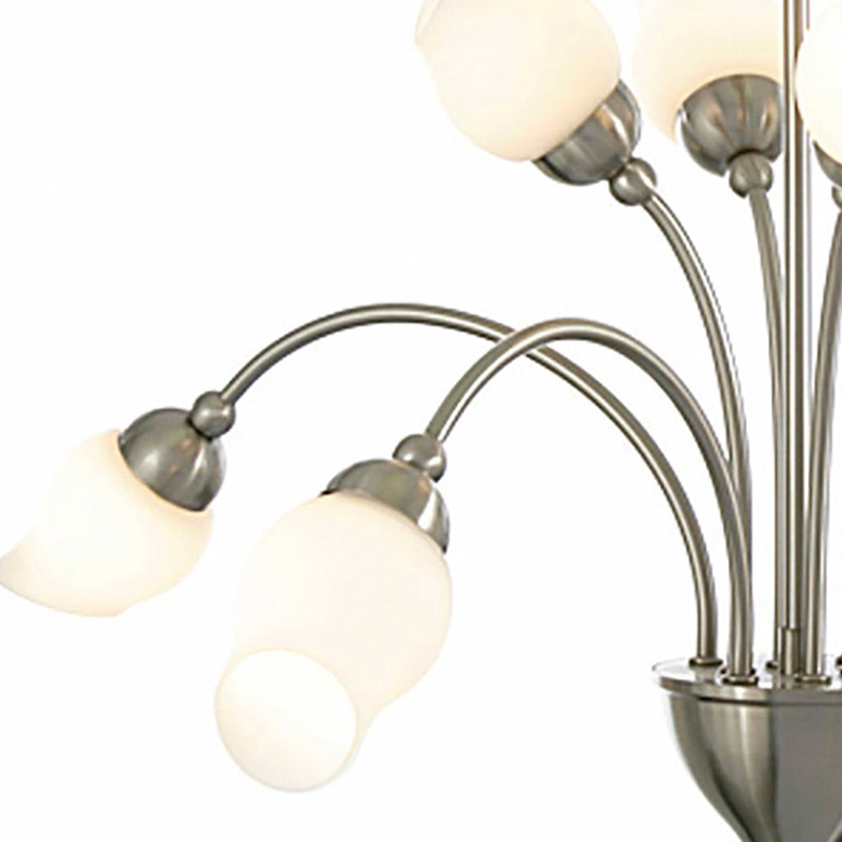 Rimini 61cm 8 Light Opal Glass Chandelier - Satin Chrome
