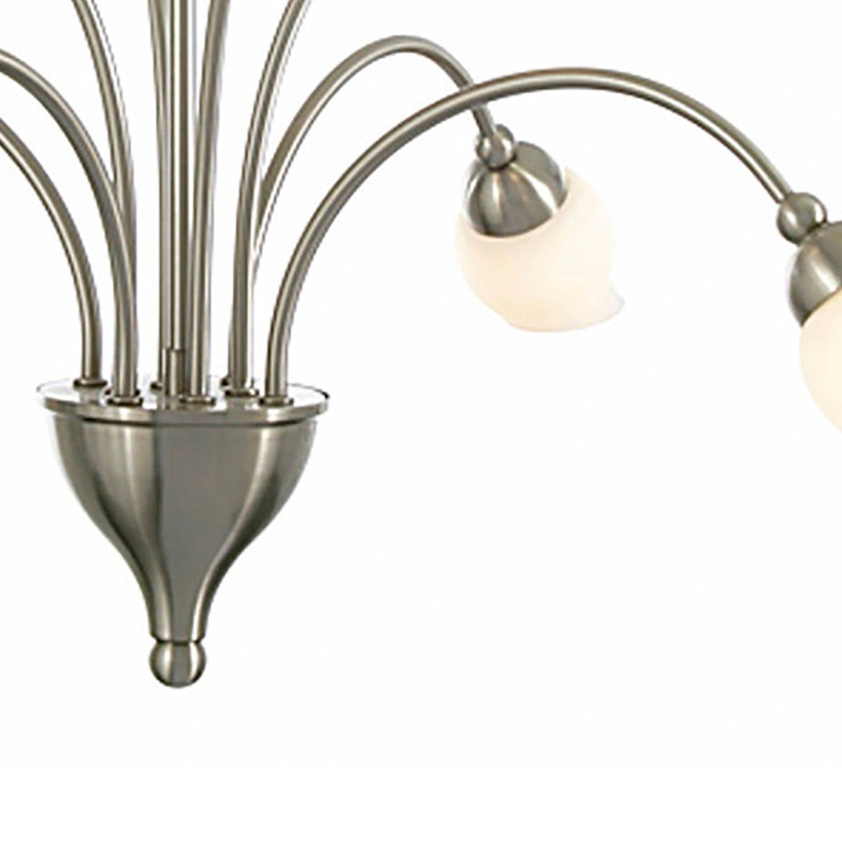 Rimini 61cm 8 Light Opal Glass Chandelier - Satin Chrome