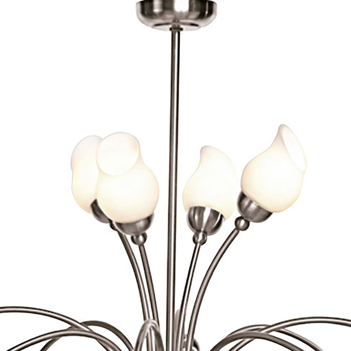 Rimini 69cm 12 Light Opal Glass Chandelier - Satin Chrome