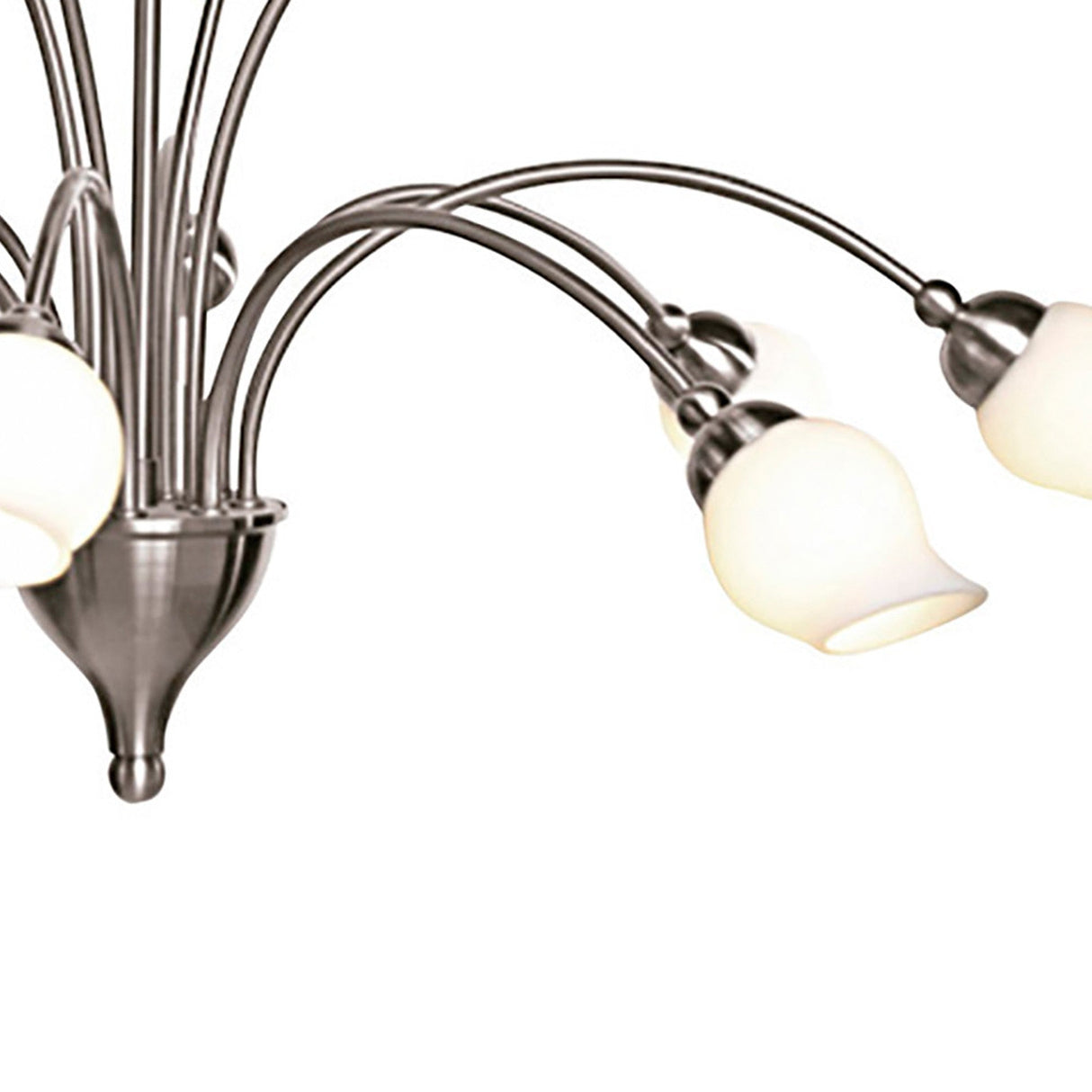Rimini 69cm 12 Light Opal Glass Chandelier - Satin Chrome