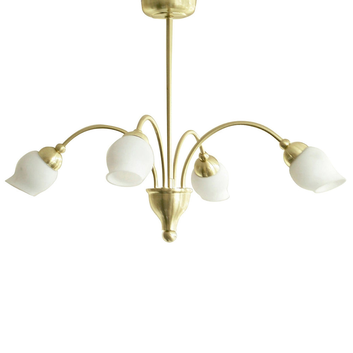 Rimini 51cm 4 Light Opal Glass Chandelier - Satin Brass