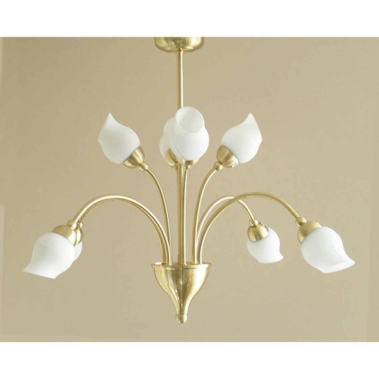 Rimini 61cm 8 Light Opal Glass Chandelier - Satin Brass