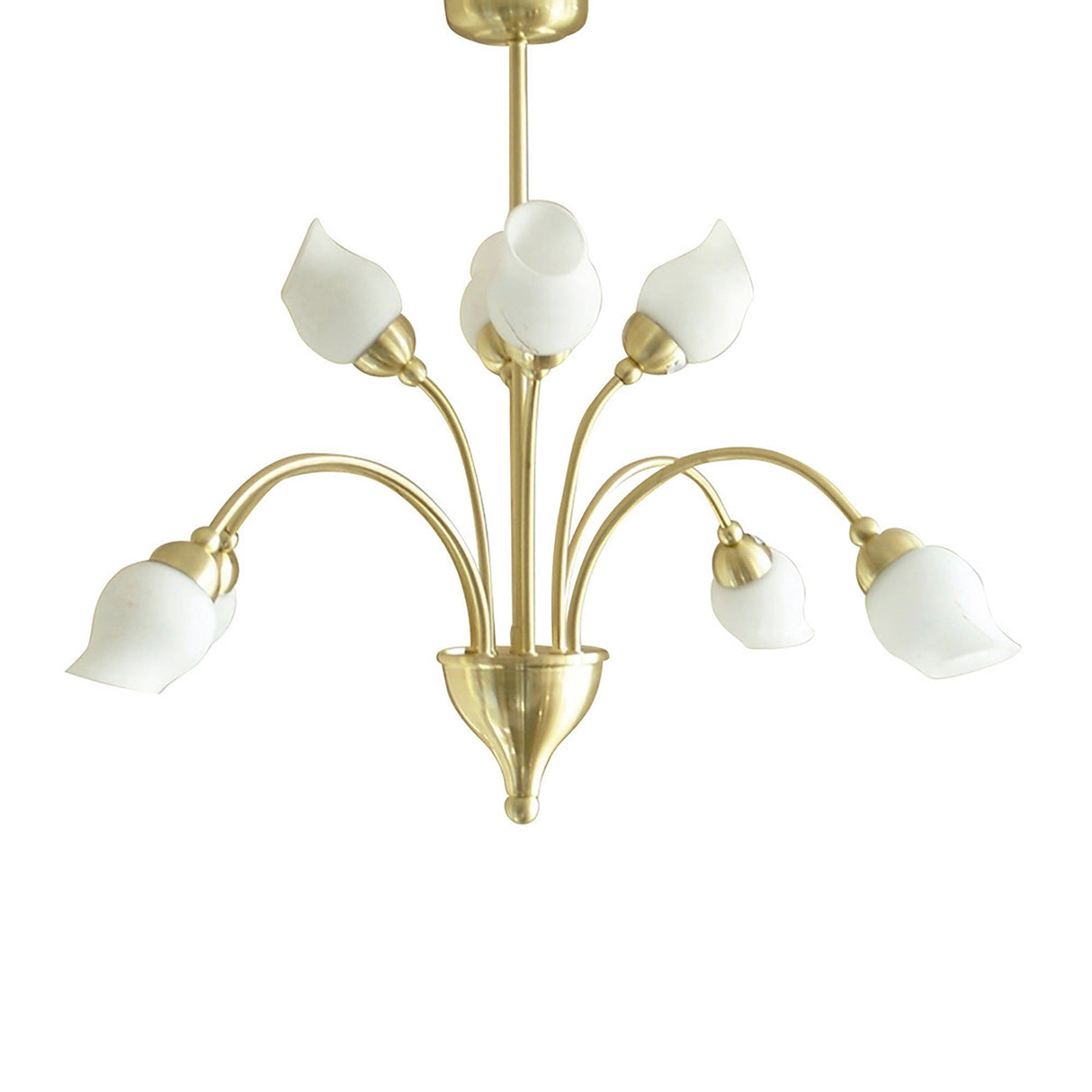 Rimini 61cm 8 Light Opal Glass Chandelier - Satin Brass