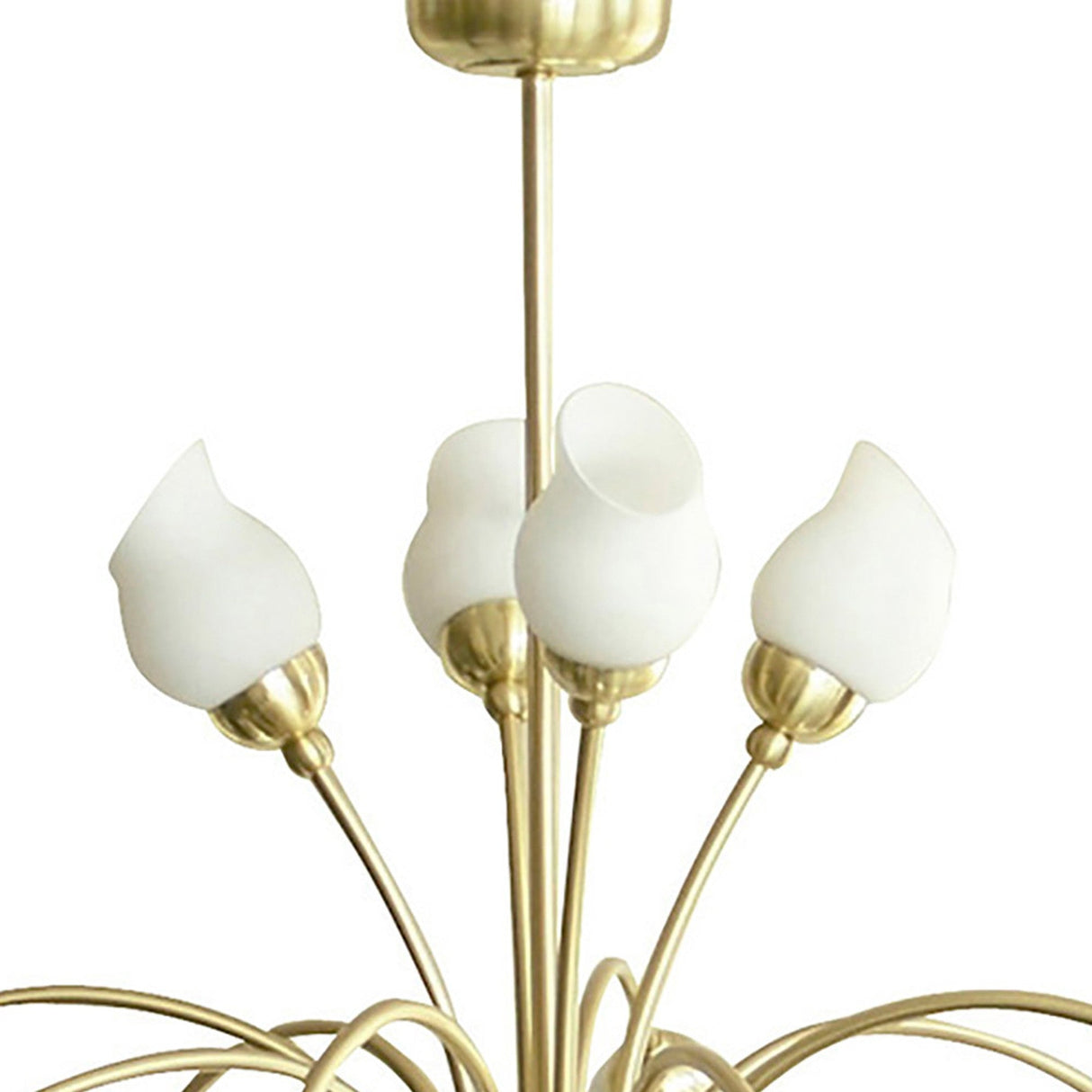 Rimini 69cm 12 Light Opal Glass Chandelier - Satin Brass