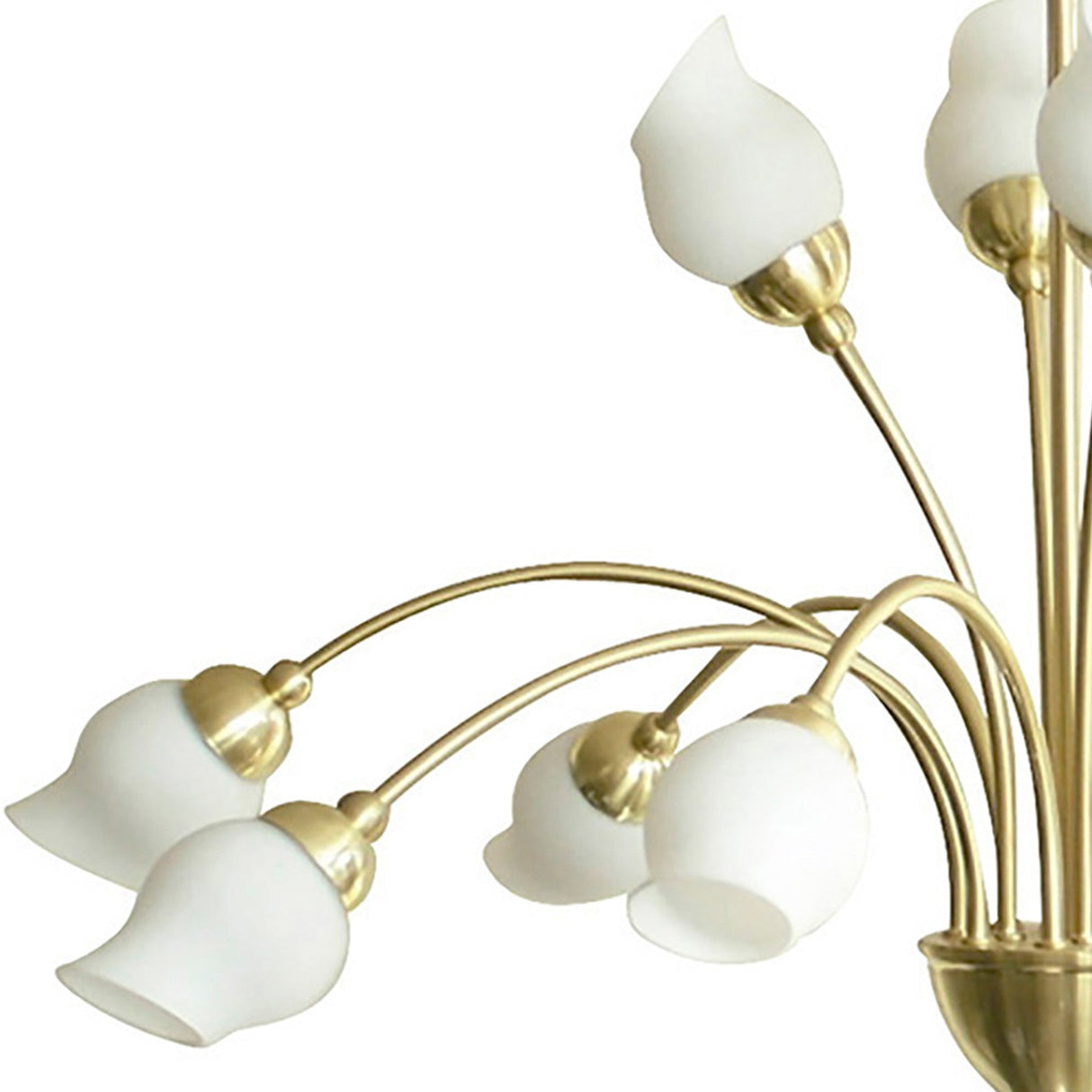 Rimini 69cm 12 Light Opal Glass Chandelier - Satin Brass