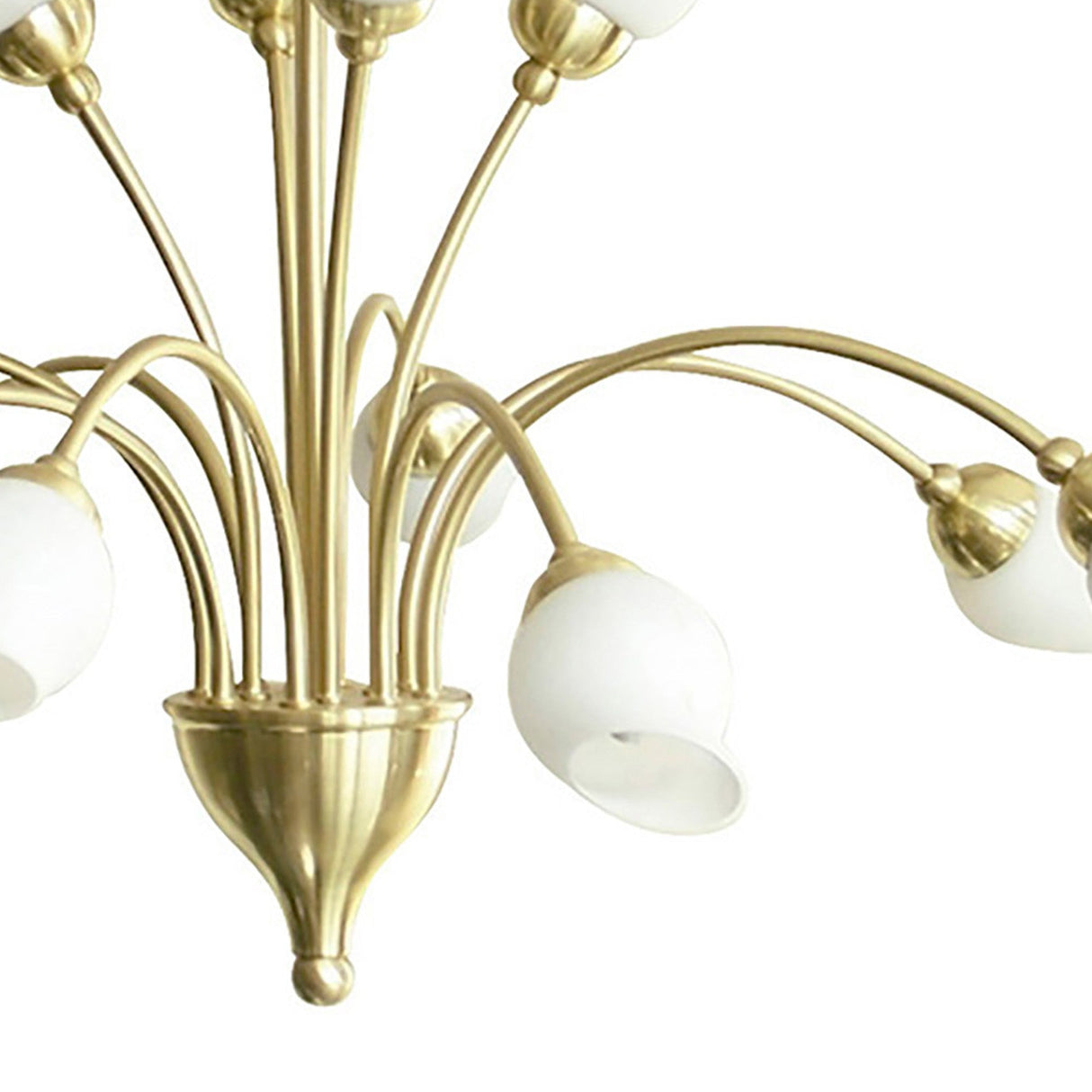 Rimini 69cm 12 Light Opal Glass Chandelier - Satin Brass