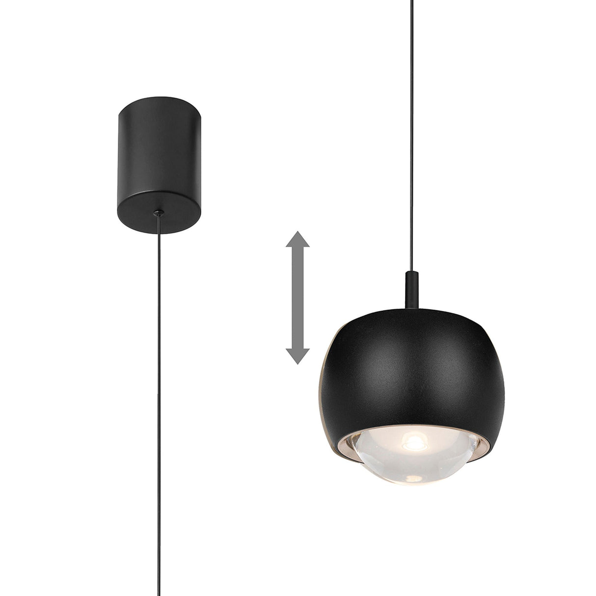 Roller 7.7cm LED Pendant Light 12W 3000K - Black