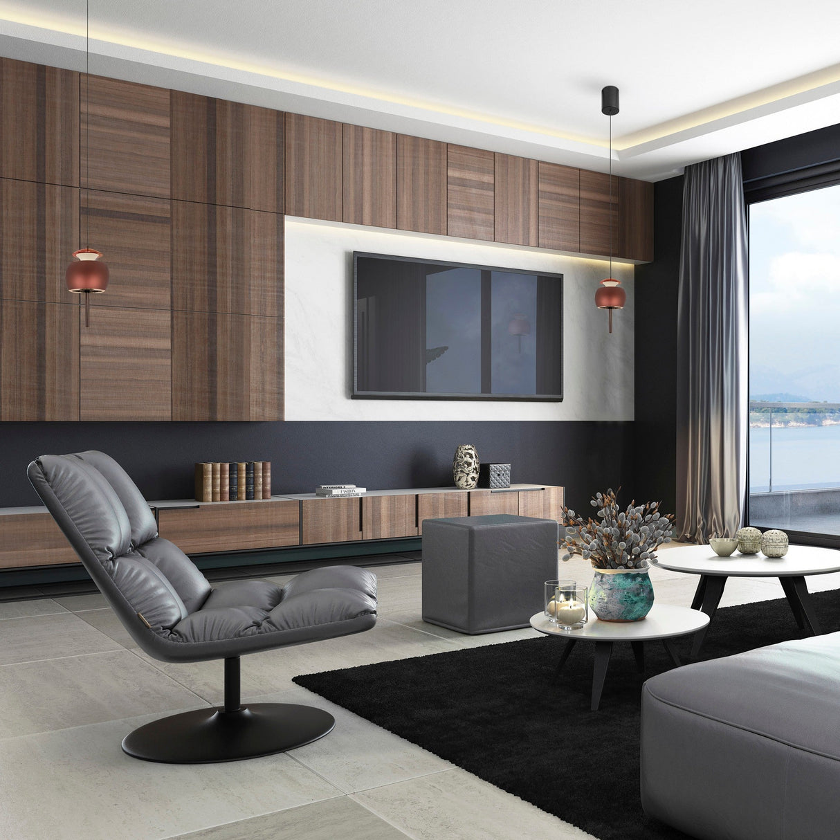 Roller 9.6cm LED Pendant Light 12W 3000K - Orange & Black