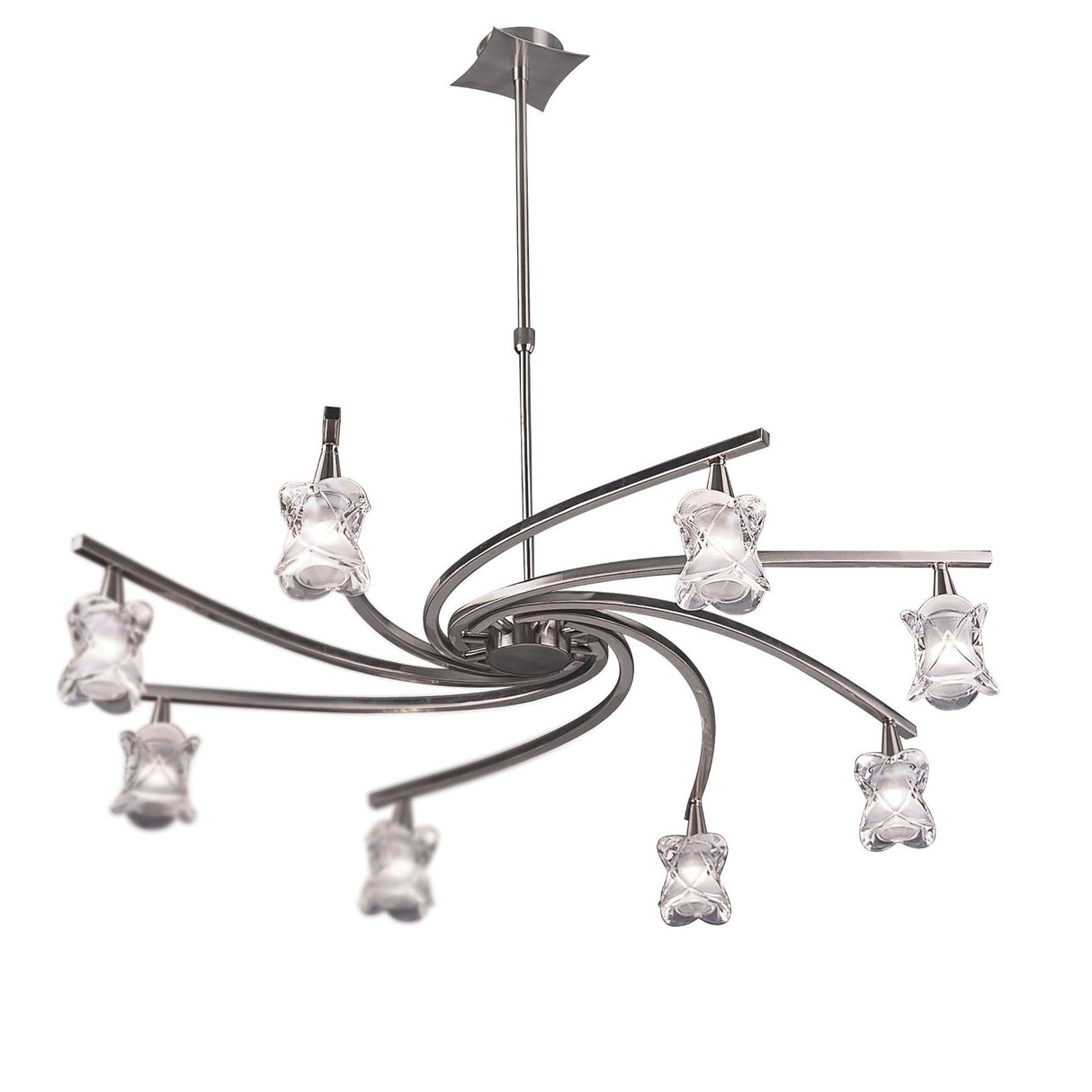 Rosa 82cm Telescopic 8 Light Chandelier - Satin Nickel