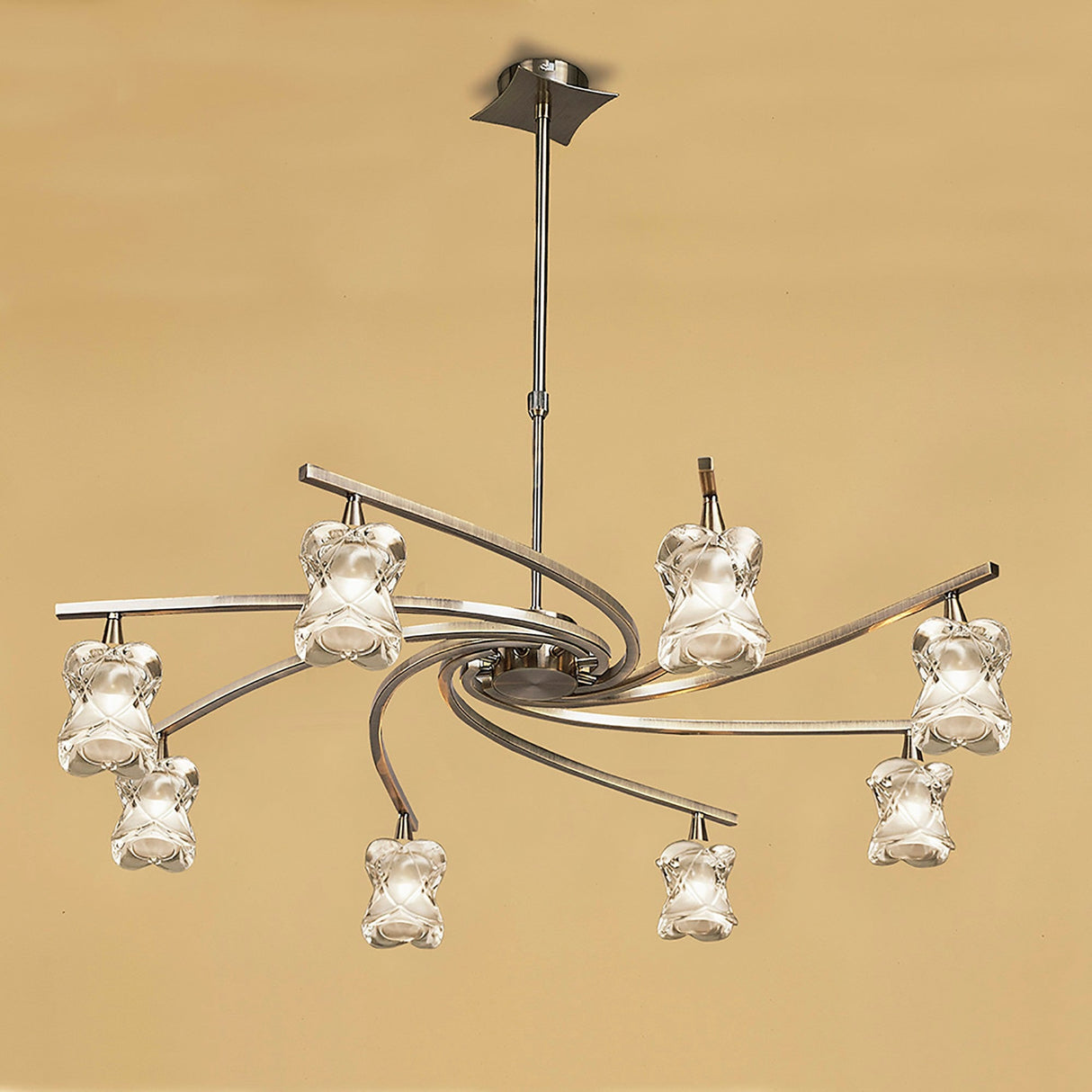 Rosa 82cm Telescopic 8 Light Chandelier - Antique Brass