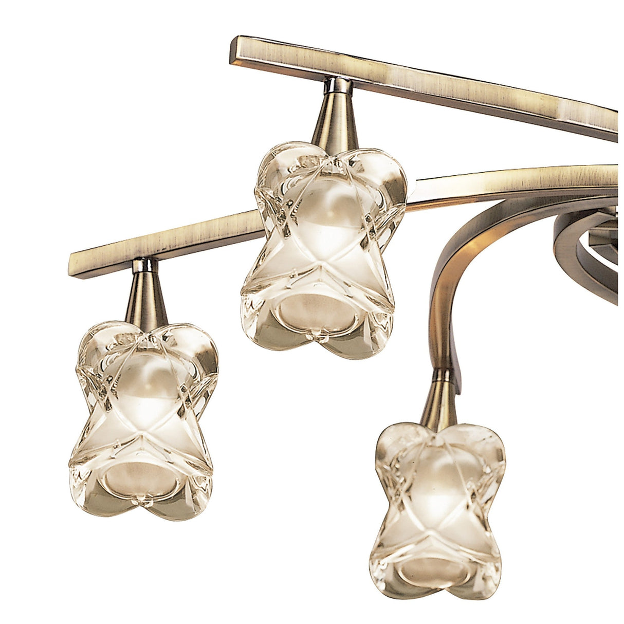 Rosa 64cm Telescopic 6 Light Chandelier/Semi-Flush Ceiling Light - Antique Brass