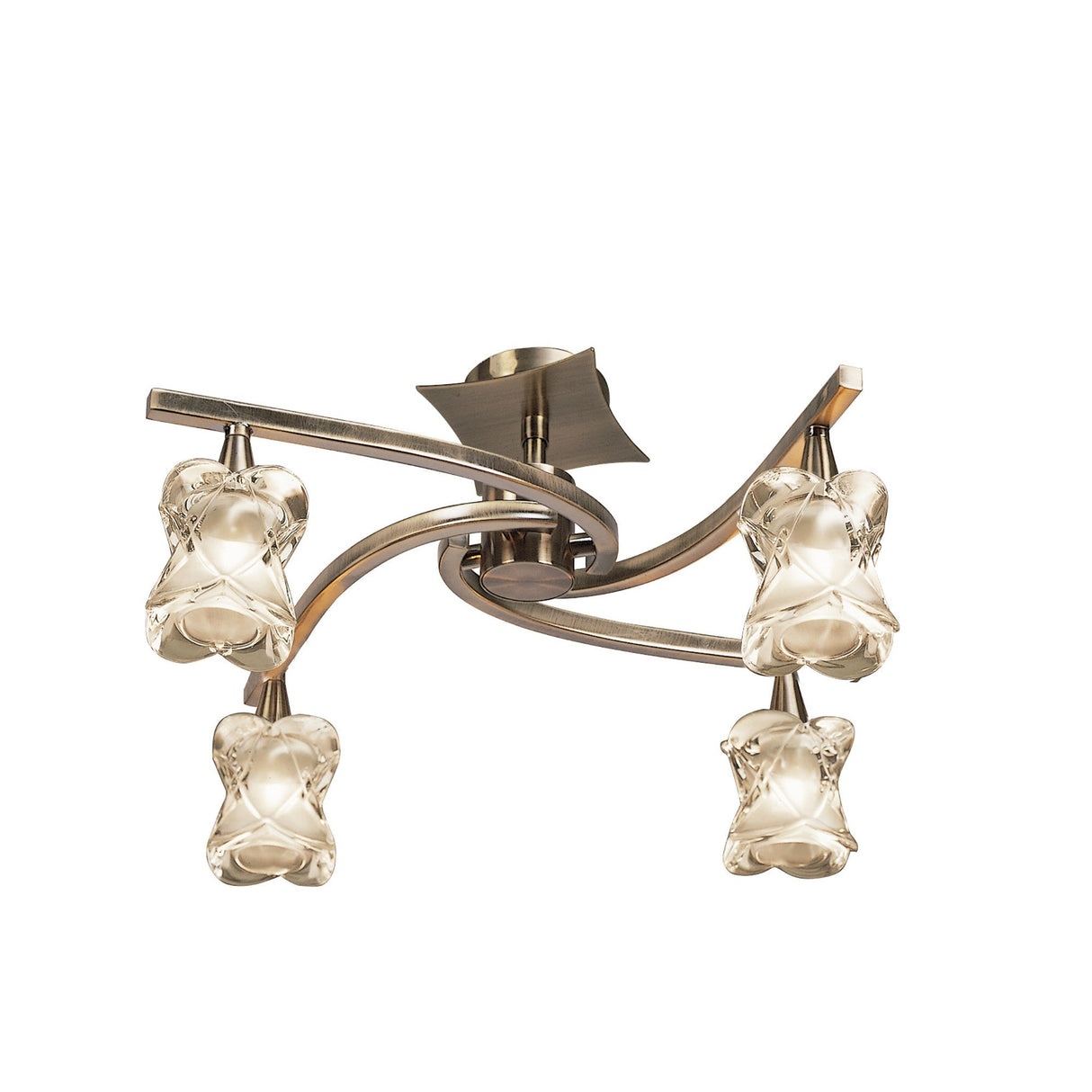 Rosa 48cm Telescopic 4 Light Chandelier/Semi-Flush Ceiling Light - Antique Brass