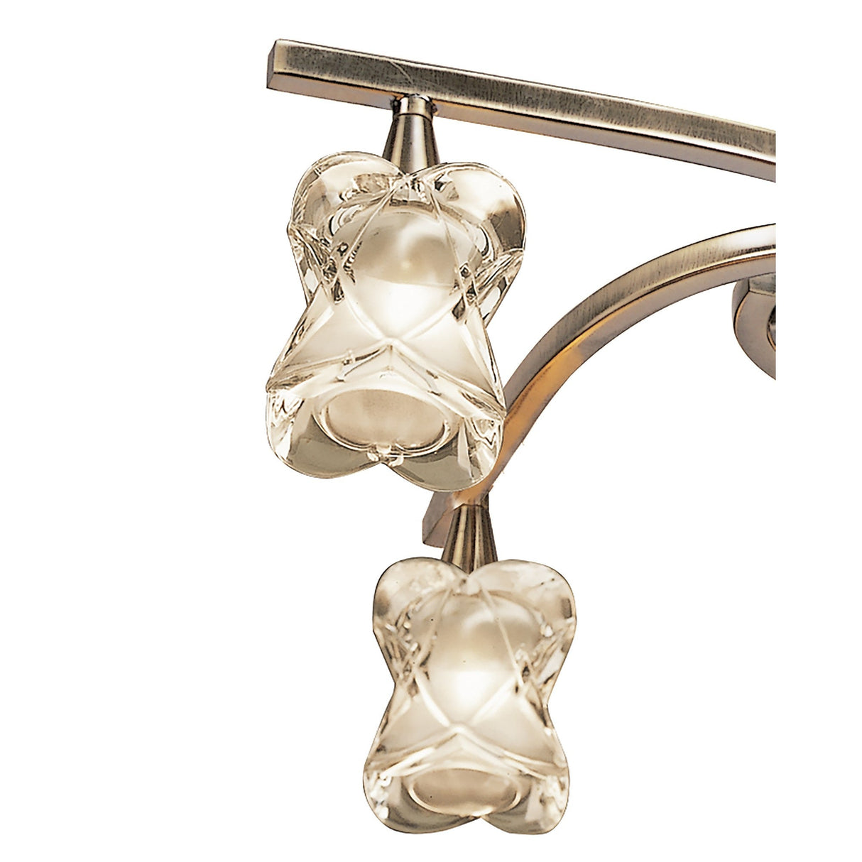 Rosa 48cm Telescopic 4 Light Chandelier/Semi-Flush Ceiling Light - Antique Brass