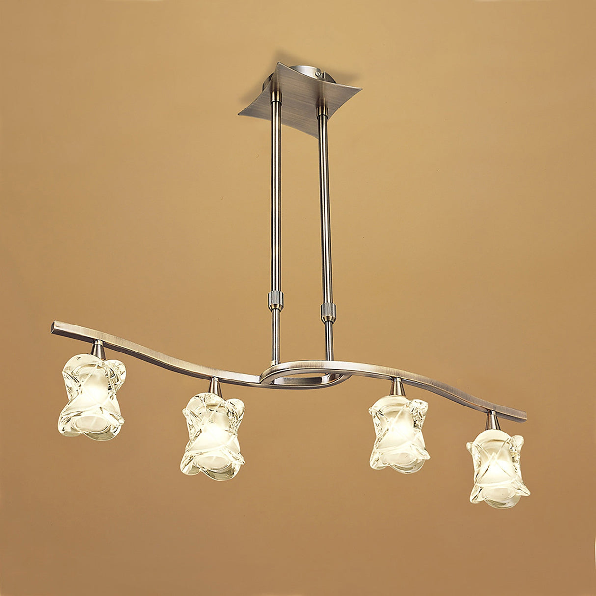 Rosa Telescopic 4 Light Linear Suspension Light - Antique Brass